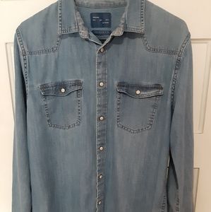 Zara Men denim snap-button shirt